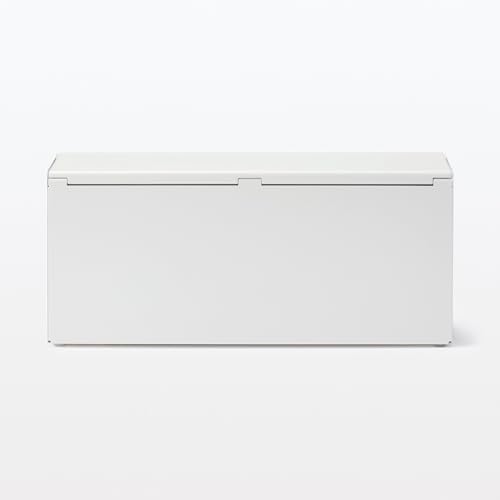 MUJI Stahlhahn Aufbewahrungsbox, Klappdeckel-Typ, Weißgrau, 32cm (W) x 10cm (D) x 14cm (H), 44596654, Kabelbox, Aufbewahrungsbox, Kabelschutz