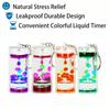 Liquid Timer Keychain Rectangle Double Color Floating Oil Drop Key Ring Stress Relief Toy For Kids Bag Car Key Decoration