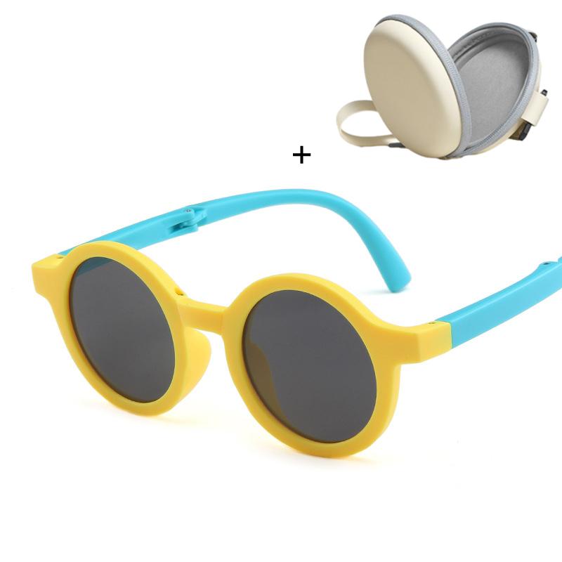 Toddler Folding Foldable Sunglasses Cute Round Sunglasses Bulk Toddler Glasses for Kids Boys Girls Beach Outdoor Sport