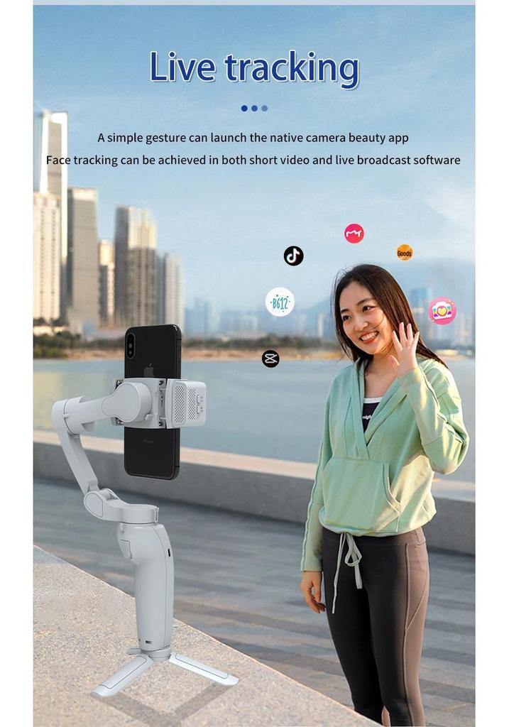 AI Face Tracking Three-Axis Handheld Mobile Stabilizer for Video and Live Streaming