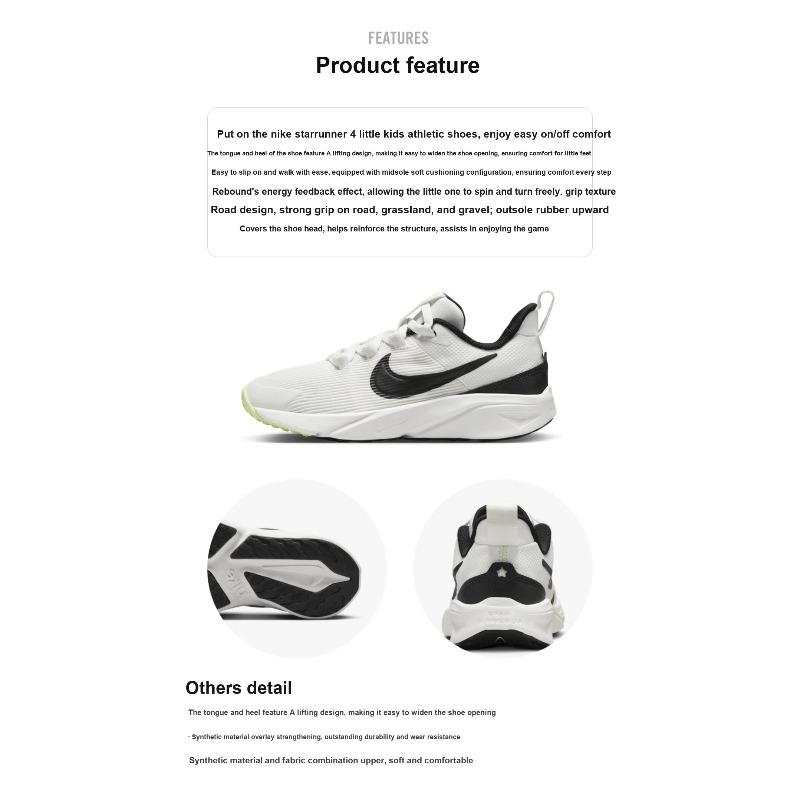 Nike Kids Star Runner 4 Low Top Running Shoes White Black DX7614-102