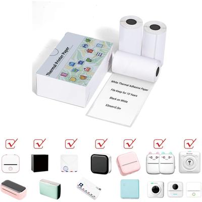 T02 Thermal Paper Self-Adhesive For M02/T02/M02 Pro/M02S/M03/M03AS/M04S/M04AS Mini Sticker Printer, Black On White 50mm X 3.5m