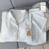 Women's Summer Cartoon Pajama Set: Short-Sleeved, Thin, 3-Piece with Chest Pads Suitable for Home or Outdoor Wear