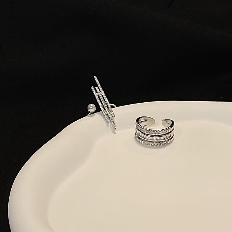 Niche Design Cold Wind Zircon Light Luxury Open Ring High Sense French Full Diamond Ring