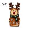 Vintage Santa Claus Elk Cat Figurines Christmas Wooden Tabletop Figurine, Hand Painted Reindeer Decor, Rustic Tiered Tray Display Accents Wood Holiday