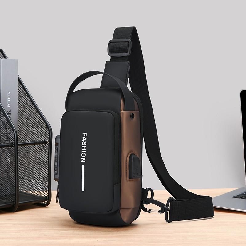 Fashionable Chest Bag for Men, Large Capacity Portable Commuting Phone Crossbody Bag, Trendy and Cool Hand-held Shoulder Bag