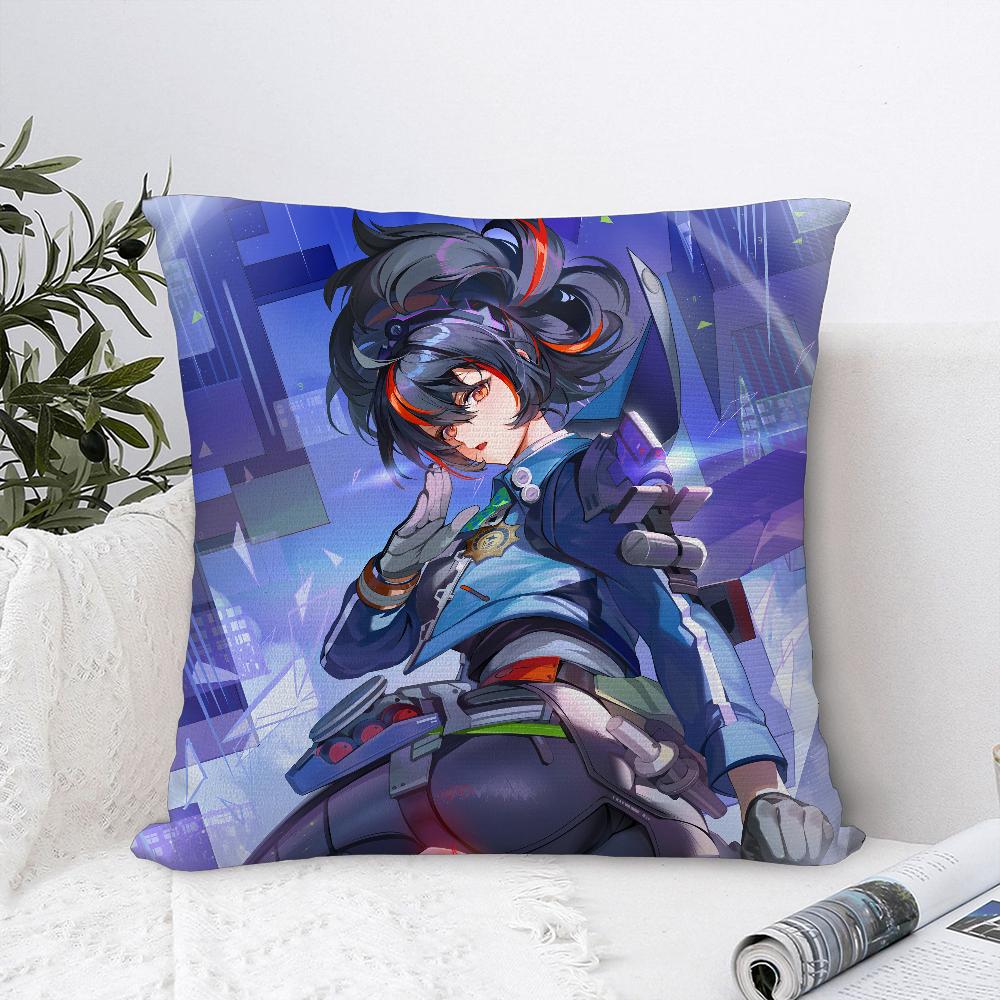 Zhu Yuan Zenless Zone Zero Pillow Case Sofa Decorative Home Double-Sided Print Plush Square Throw Pillow Covers Cushion Decor