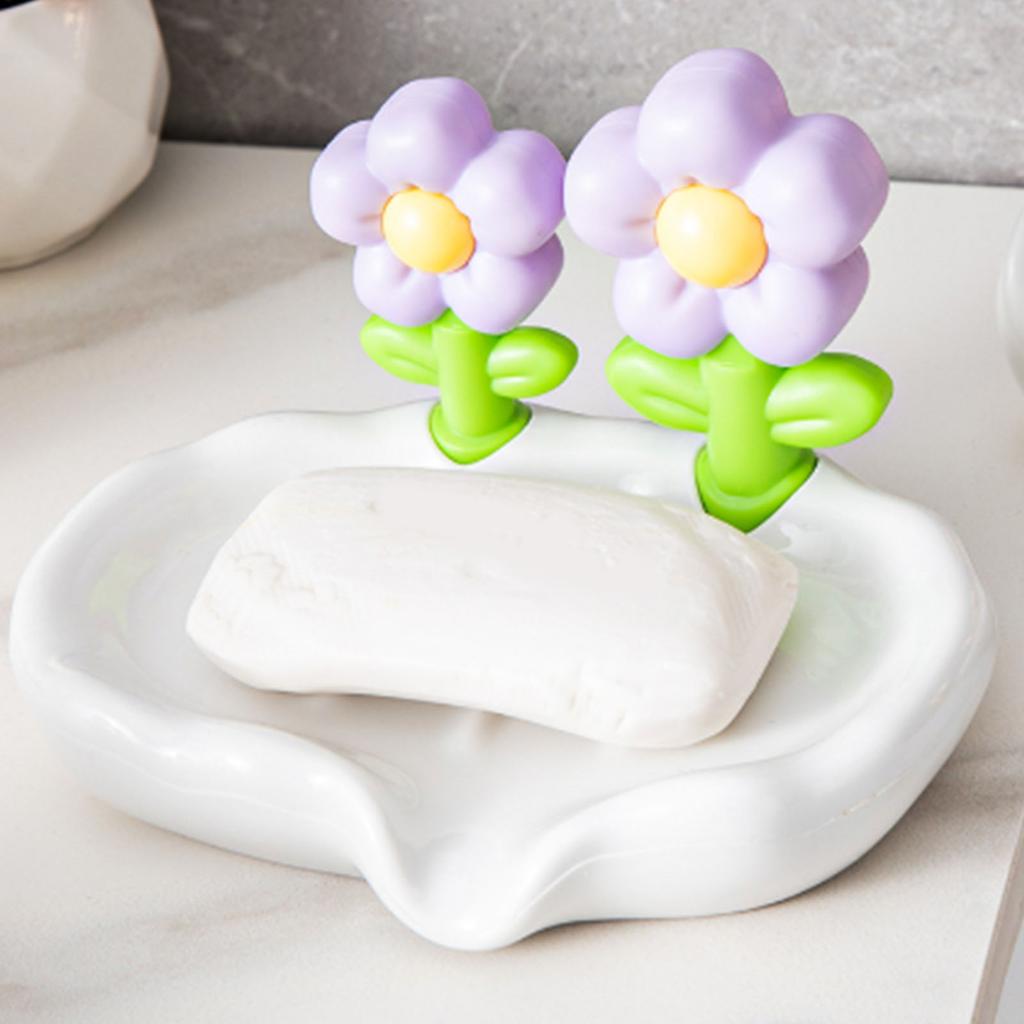 Drain Soap Dish Household Draining Soap Box Soap Dish Holder Cute Bathroom Soap Holder Purple