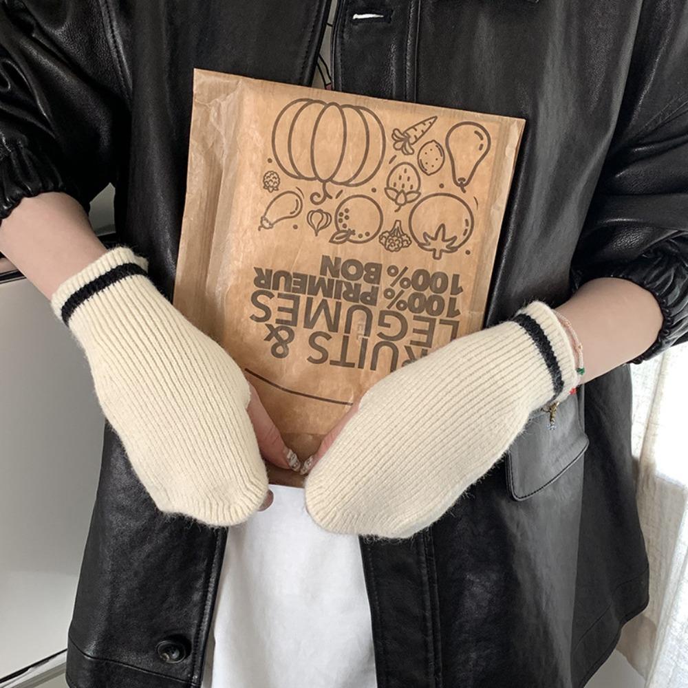 

1Pair Short Fingerless Mittens Cold Resistant Writing Gloves Unisex Warm Gloves Women
