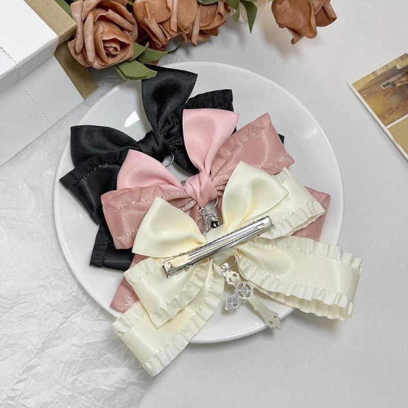Gothic Schleife Schleifenknoten Haarspange Süße Große Schleifen Haarnadel Damen Haarstyling Zubehör für Dünnes Haar Französische Spangen