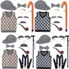 Grandfather Set Halloween Old Man Costume Set Grandpa Hat  Glasses Eyebrows Moustache for 100th Day of School