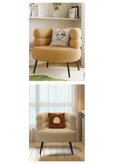 Nordic Lambswool Casual Chair: Comfy Makeup Seat & Home Sofa with Light Luxury Round Stool