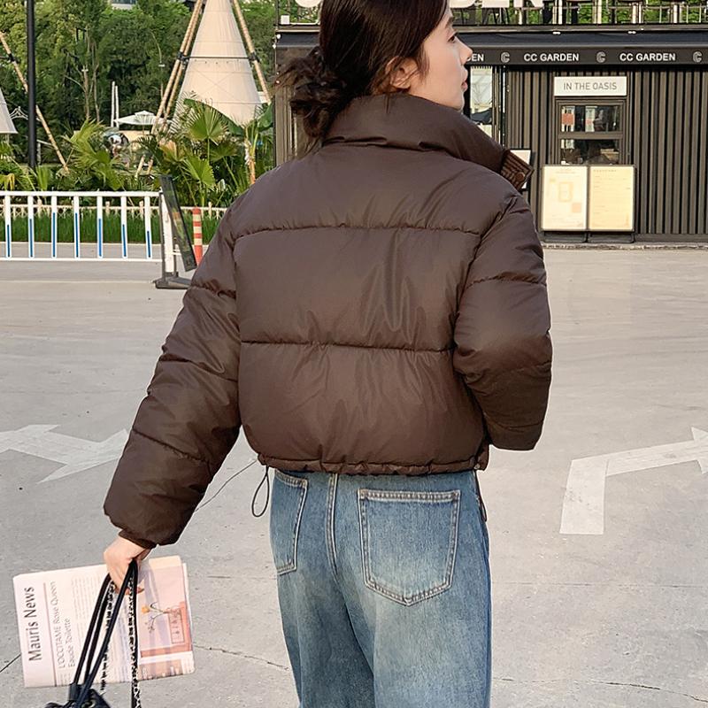 Winter Women's Clothes Cropped Jackets Parkas Warm Stand Collar Cold Coat Zipper Puffer Jacket Cotton-padded Jacket