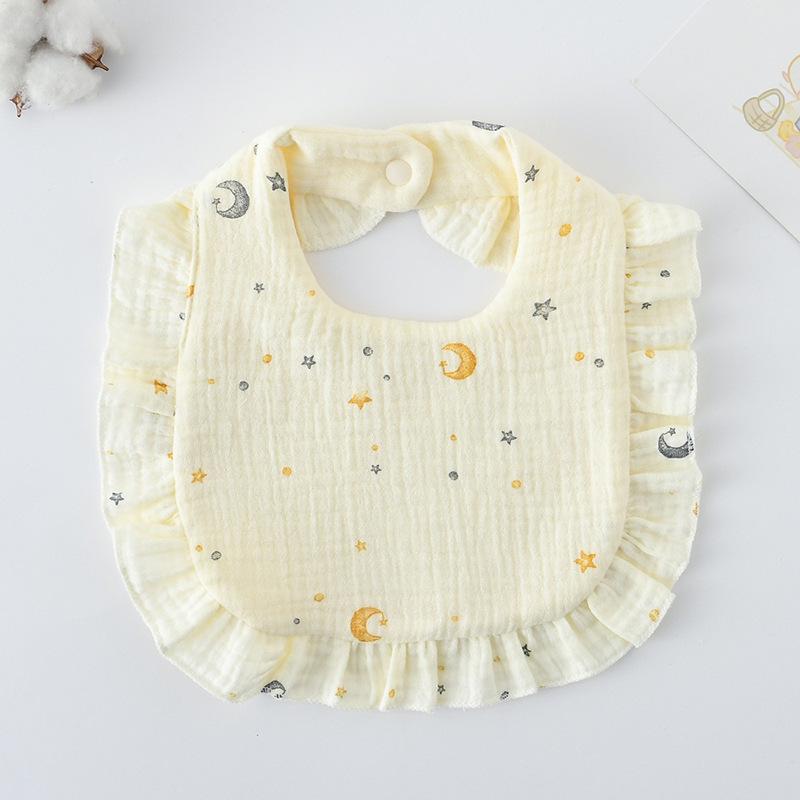 Ruffle Baby Drool Bibs: Pure Cotton Printed Lace Bibs