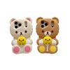 3D Rilakkuma Bear Hugging Duck Silicone Phone Case Soft Shockproof Cute Cartoon Cover for iPhone 17ProMax 17 16 15 14 13 Pro Max