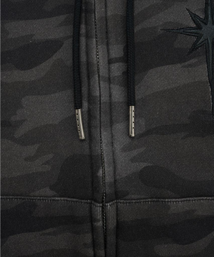 Saintpain Sp Leather Applique Camo Zip-Up Black