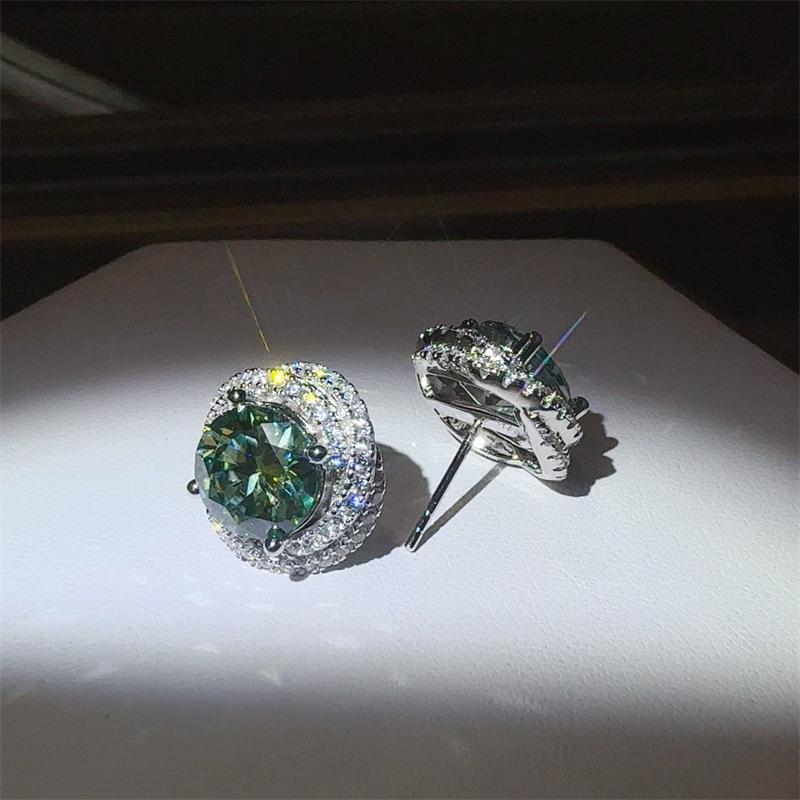 6 Karat Grüne Moissanit Ohrstecker - Luxuriöse Modische Große Karat Hängeohrringe für Damen