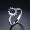 Princess Kate Rings For Women Blue Crystal Wedding Engagement Bridal Promise Marriage Ring For Bride Female Fashion Jewelry R076
