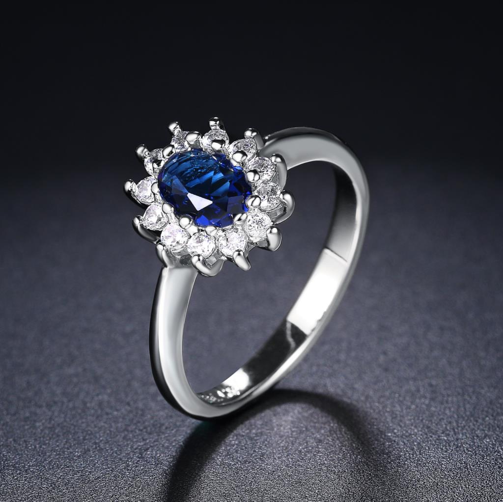 Princess Kate Rings For Women Blue Crystal Wedding Engagement Bridal Promise Marriage Ring For Bride Female Fashion Jewelry R076