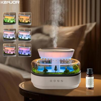 Aroma-Luftbefeuchter, Regentropfen-Luftbefeuchter, buntes Licht, weißes Rauschen, Diffusor für ätherische Öle, Ultraschall-Duftdiffusor für Zuhause