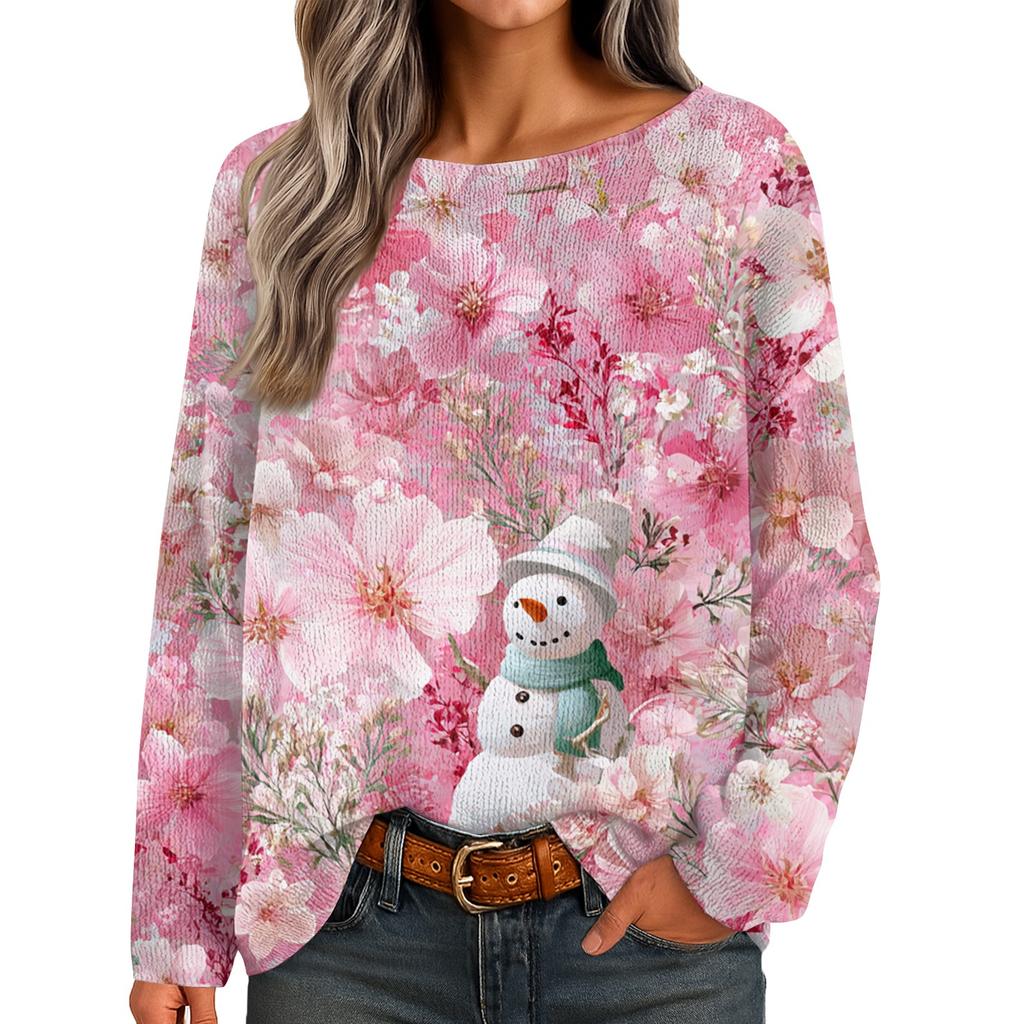 Womens  Fall Sweaters Long Sleeve Print Tops Pullover Sweaters Loose Dressy Casual Basic Clothes