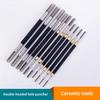 5Pcs Double Head Pottery Hole Puncher Carving Tool Wood Handle Stainless Steel Clay Sculpting Tool For Ceramic Crafting