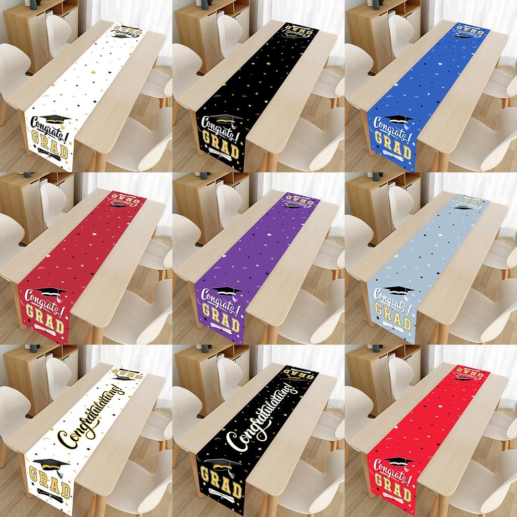 Graduation Table Runner Graduation Decorations 2026 Black Gold Polyester Graduation Table Cloth Prom Grad Party Table Decoration