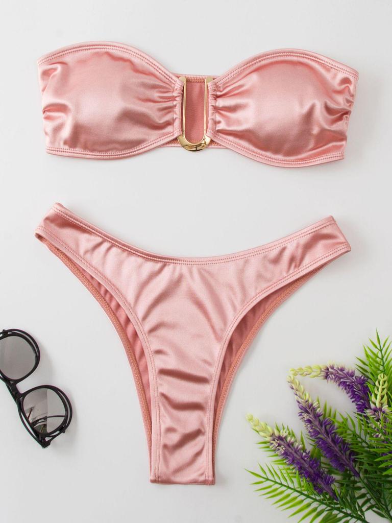 2024 Women's European & American Swimwear: New Sexy U-Shape & V-Shape Metal Bikinis in Stock