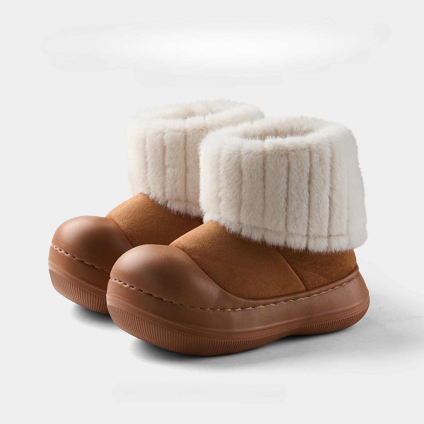 

Cute Round Toe Design Women Winter Boots Warm Faux Fur Thick Sole Non-slip Outdoor Platform Concise Booties Ladies Plush Shoes 40-41