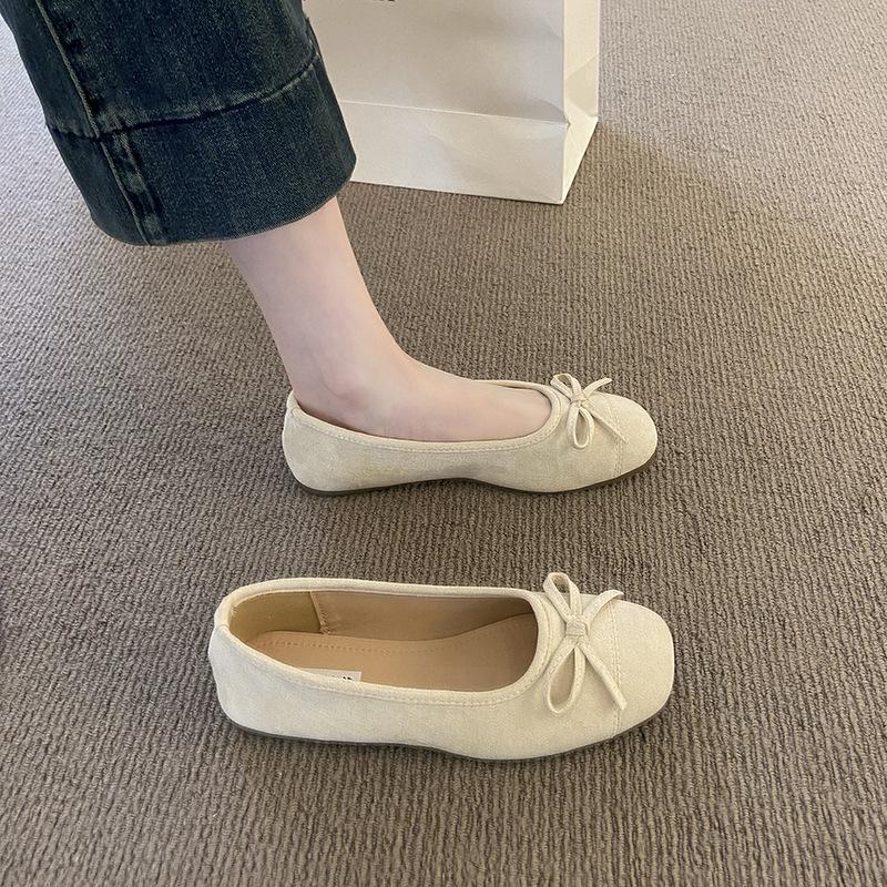 

Вечерние туфли на плоской подошве с бантом, однопедальные туфли, японская обувь для бабушек, весенние и летние туфли Doudou, женская обувь для мам, женская обувь, женская обувь 40 бежевый