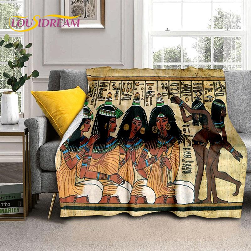 Decke mit ägyptischen Mythologie-Pharao-Hieroglyphen, weiche Überwurfdecke für Zuhause, Schlafzimmer, Bett, Sofa, Picknick, Reisen, Büro, Decke