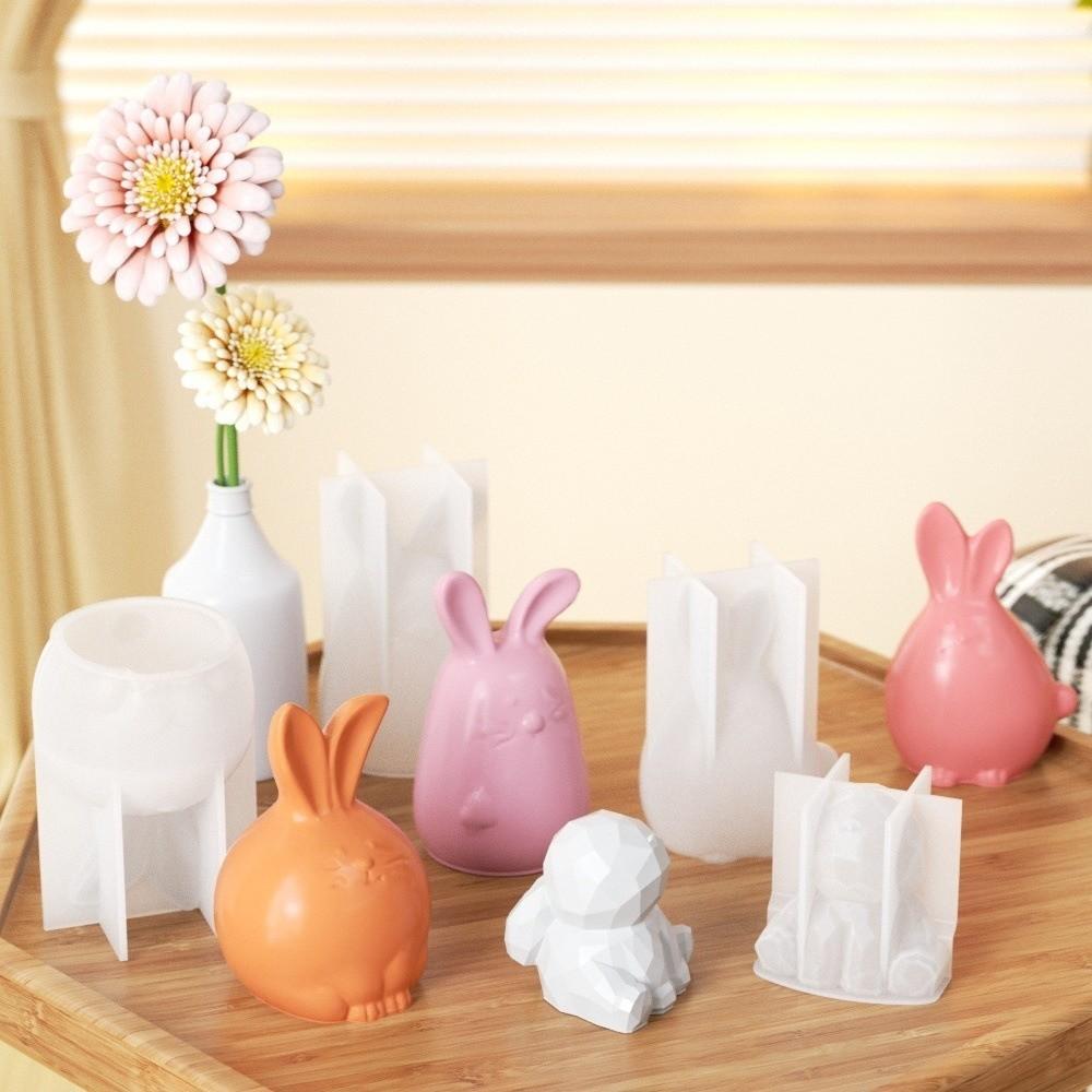 DIY Crafts 3D Rabbit Mold Non-Stick Rabbit Candle Mold Easter Bunny Silicone Mold Gift Creating