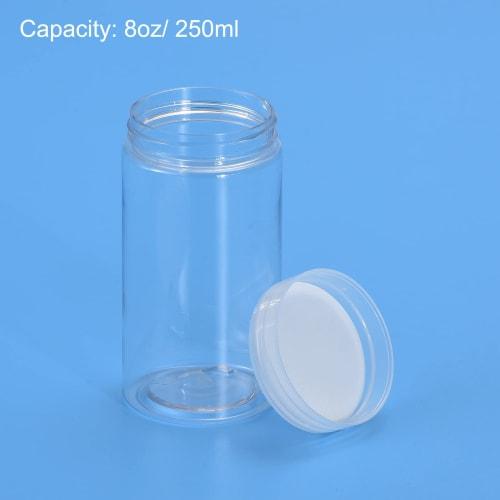 uxcell Round Plastic Jars with Clear Screw Top Lids, Clear, Wide Mouth, 250ml, for Storage and Organization, 12-Pack