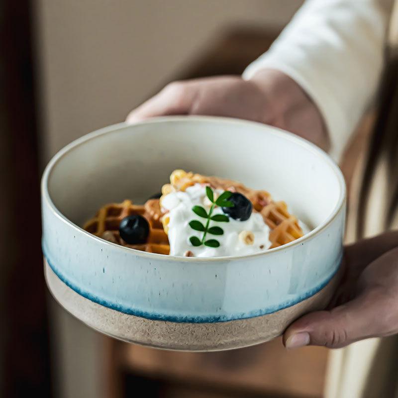 High-Value Dessert Bowl Ceramic Straight Bowl Breakfast Bowl Niche Household Dish Bowl Tableware Bowl Soup Bowl Fruit Salad Bowl