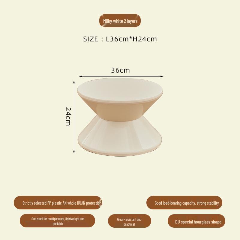 Nordic Hourglass Living Room Bench - Creative Plastic Bedside Stool for Small Apartments, Simple Shoe Changing Seat, Entrance or Household Use.