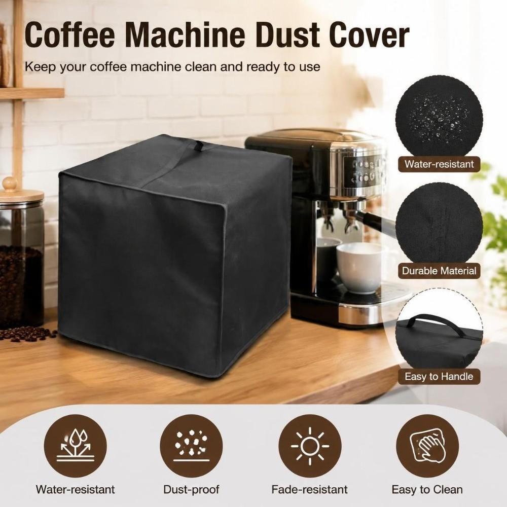 Reusable Espresso Machine Dust Cover Black Coffee Maker Cover Countertop Appliance Protection