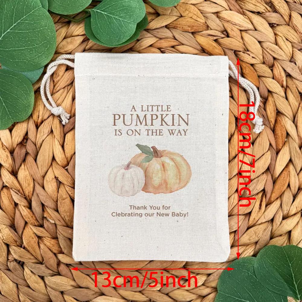 Personalized 3Pcs A Little Pumpkin Is on The Way Bag Custom Drawstring Tote Bag Baby Shower Guests Favor Girl Pumpkin Shower