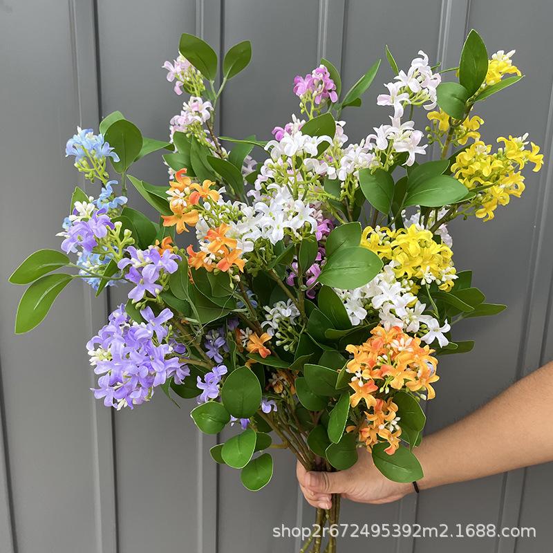 Искусственная ветка сирени и османтуса из шелка для домашнего декора Yellow Osmanthus