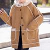 Women's 2024 Winter Fleece-Lined Wool and Cotton Suede Coat - Warm, Loose, Slimming One-Piece Design