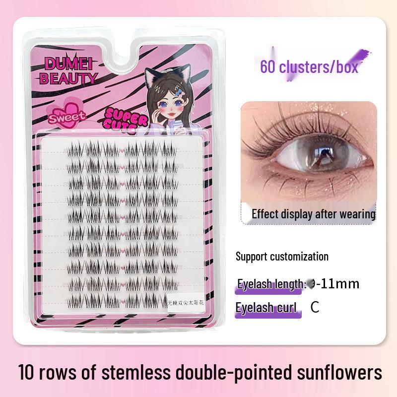 10-Row Autumn Leaf & Sunflower Faux Eyelashes - Flat, Glue-Free