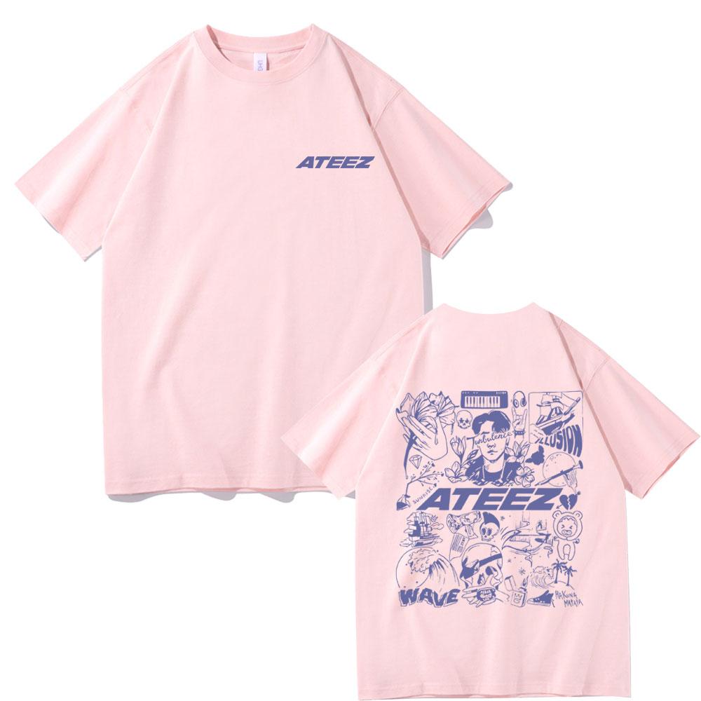 Korean Fashion Trend Ateez Kpop Graphic Print Tshirt Male Y2k T-shirts Concert Fans Gift Unisex Women's Casual Oversized Tee Shirt