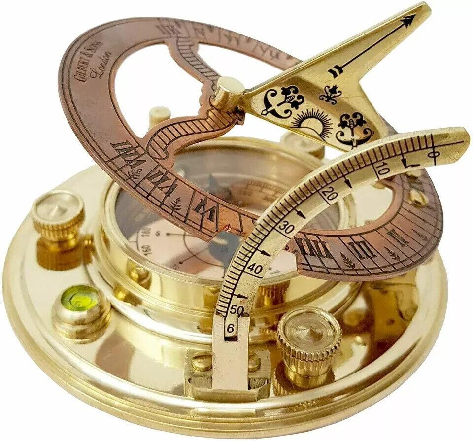 Natural Sine Antique Brass Brunton Handmade Nautical Marine Transit Compass