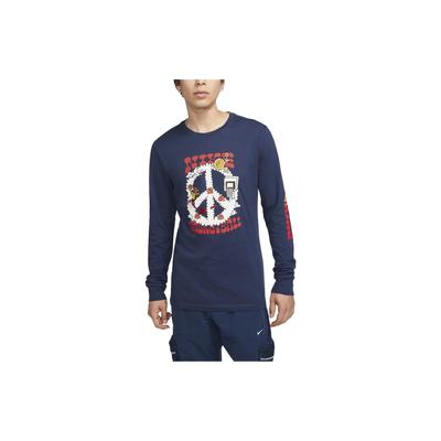 Camiseta Manga Comprida Gola Redonda Estampa Desenho Animado Basquete Masculina Tops Azul-Marinho Meia-Noite DZ2700-410