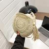 Fashion Hollow Out Shoulder Bags For Women Casual Straw Crossbody Small Round Bag Purse Tassel Messenger Handbags