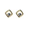 New earrings, cold wind, round ball beads, two-color splicing studs, geometric square fashion women's earrings