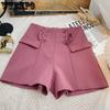 WTEMPO Summer Women's Suit Shorts Slim Fashion Thin Shorts Loose Wide Leg Shorts Double-breasted Suit Shorts Casual Shorts