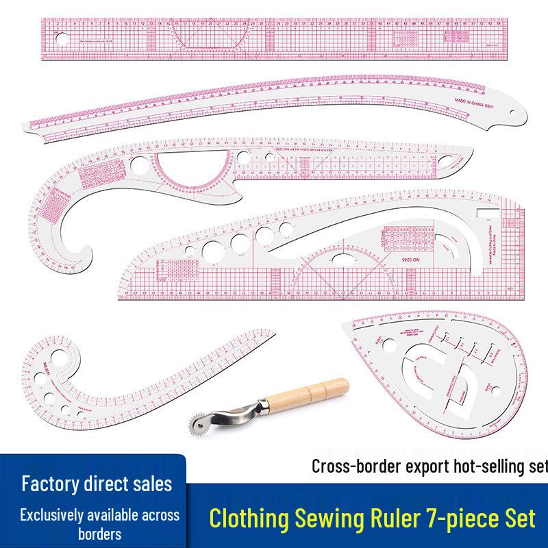 7-Piece Sewing and Pattern Making Ruler Set for Clothing Design