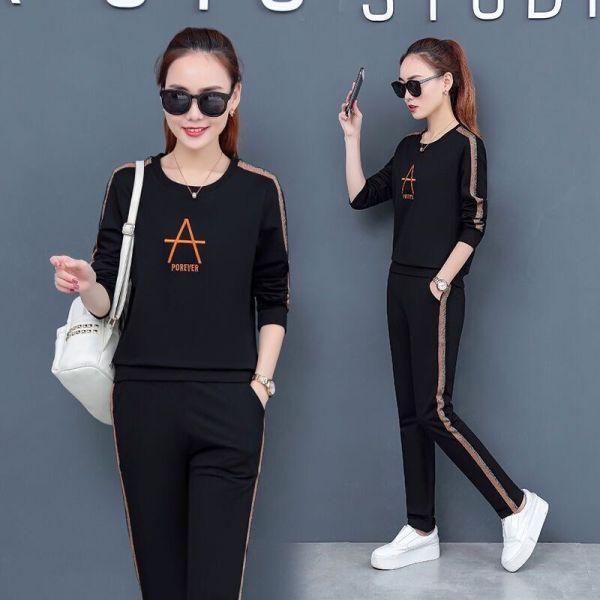 Women's European and American Spring/Autumn Fashion: Long-Sleeve Sweater Two-Piece Casual Sportswear Set