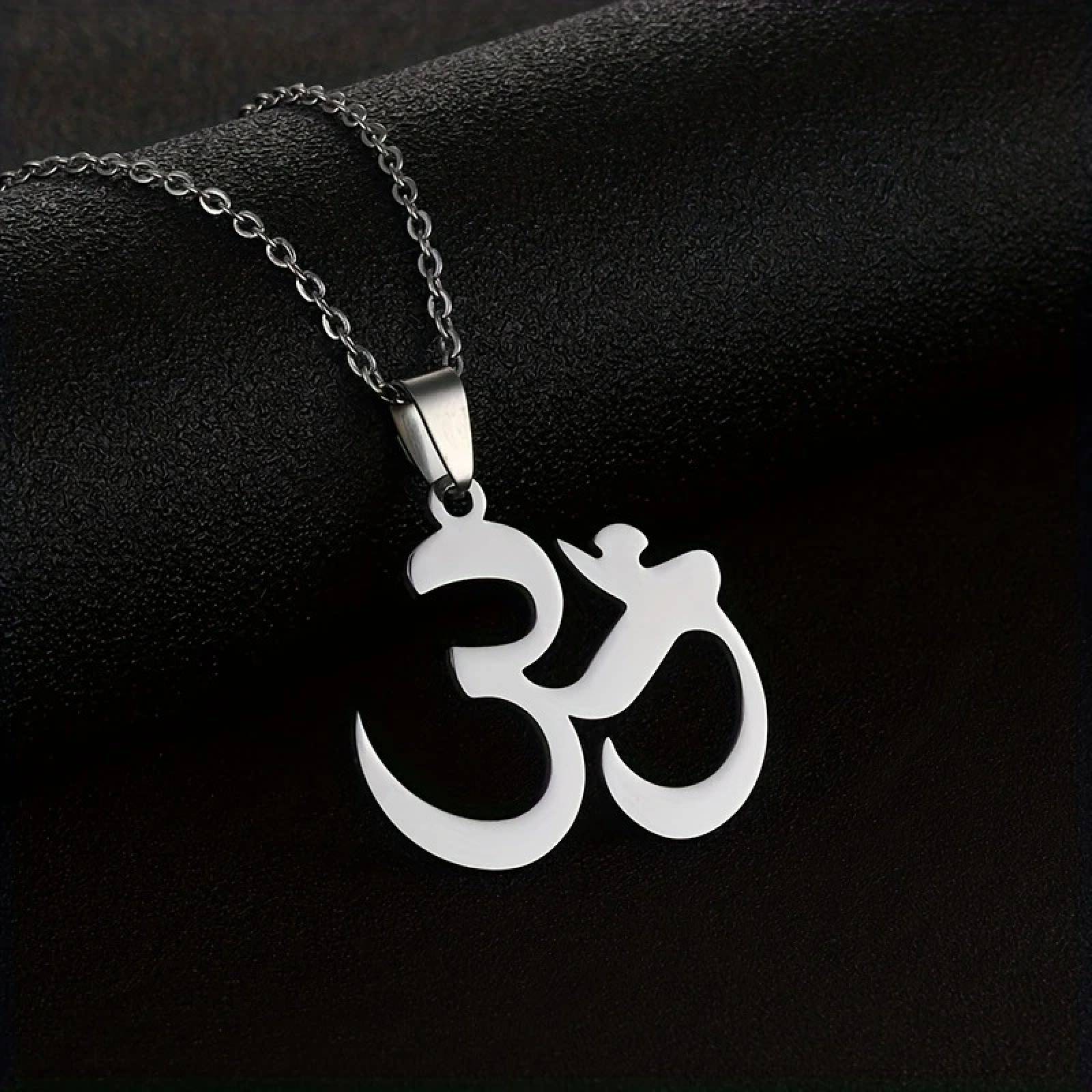 India OM Symbol Pendant Necklace for Women Yoga Chakra Stainless Steel Jewelry Gift