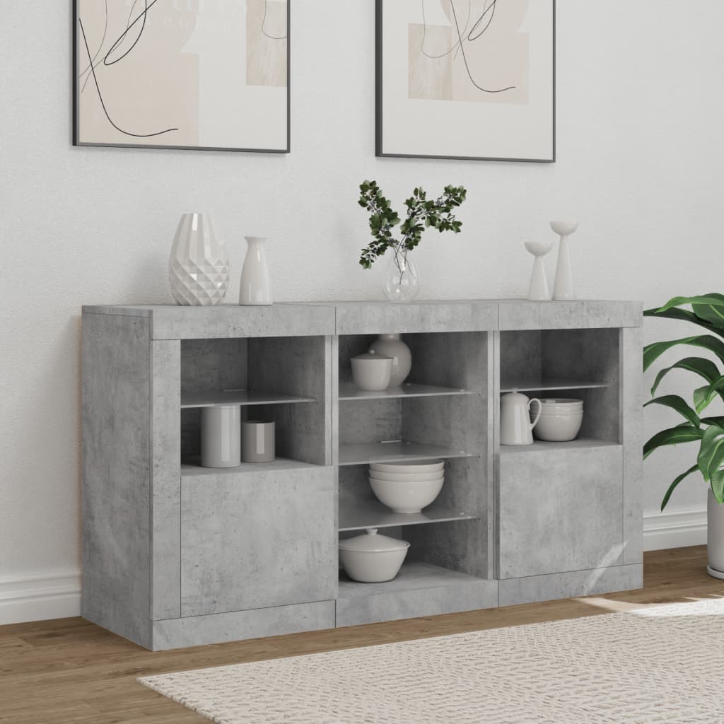 Vidaxl Cabinet With LED Lighting, Concrete Gray, 123X37X67 Cm